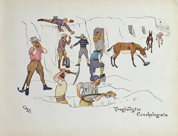 Troglodytic Conchologists, from The Leaguer of Ladysmith, 1900 (colour litho)