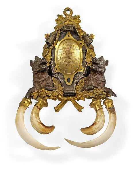 Trophy, Munich, c. 1845 (ormolu, bronze & silver-mounted boar tusks)