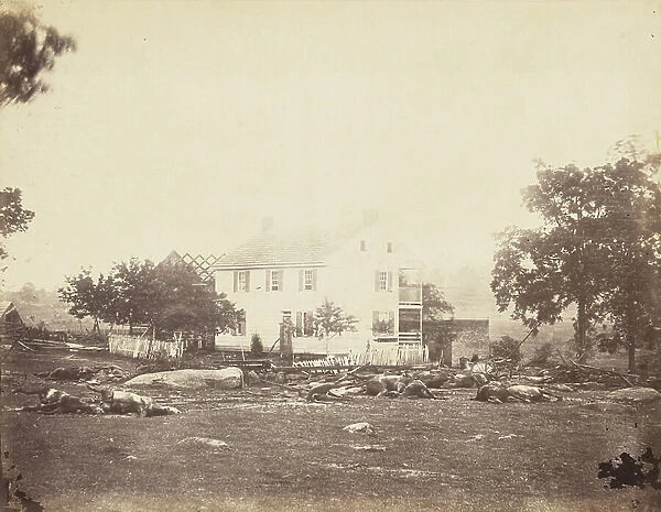 Trossel's House, Battle-field of Gettysburg, July 1863 (albumen print mounted on wove paper)