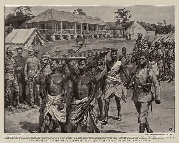 The Trouble in Ashanti, A Captured King and Queen being brought into Kumassi (litho)