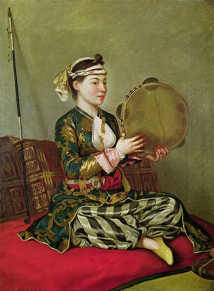 Turkish Woman with a Tambourine (oil on canvas)