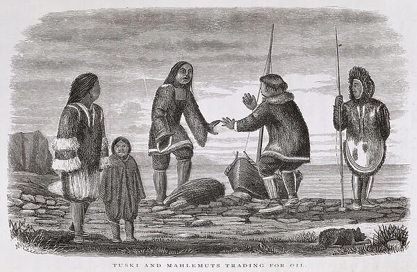 Tuski and Mahlemuts Trading for Oil, from Alaska and its Resources, by William H