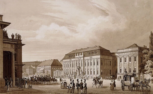 Unter den Linden, Berlin. A view from the Neue Wache towards the Kronprinzenpalais with