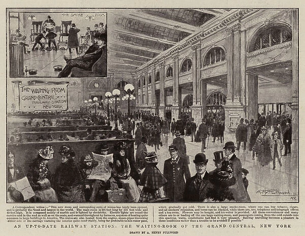 An Up-to-Date Railway Station, the Waiting-Room of the Grand Central, New York (litho)