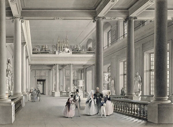 The Upper Entrance hall of the Fine Arts Academy in St. Petersburg, 1838 (w  /  c on paper)