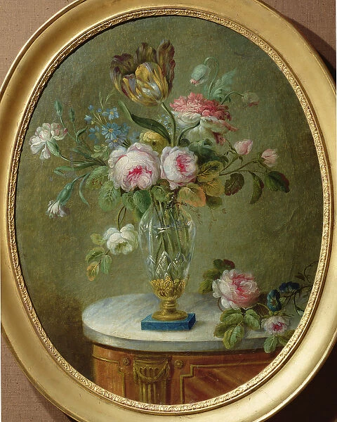 Vase of flowers on a table (oil on canvas)