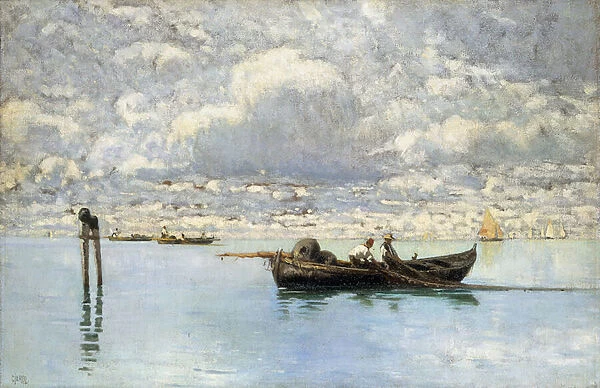 On the Venetian Lagoon, (oil on canvas)