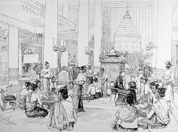 The Viceroy of India in Burmah: Burmese Ladies Taking Tea with Lady Dufferin in the
