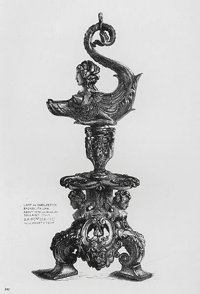 Victoria And Albert Museum: Lamp or Candlestick, bronze, Italian, about 1570 (engraving)