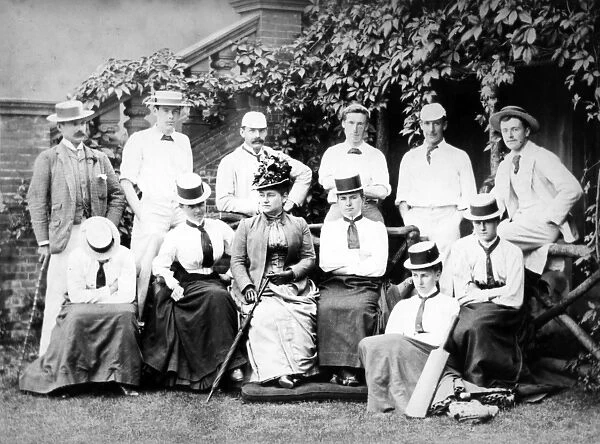 Victorian Men and Womens Cricket Team, c. 1890 (b  /  w photo)
