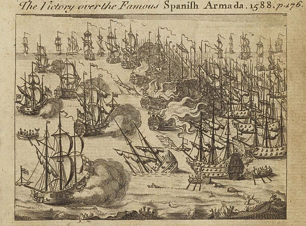 The victory over the famous Spanish Armada, 1588 (engraving)