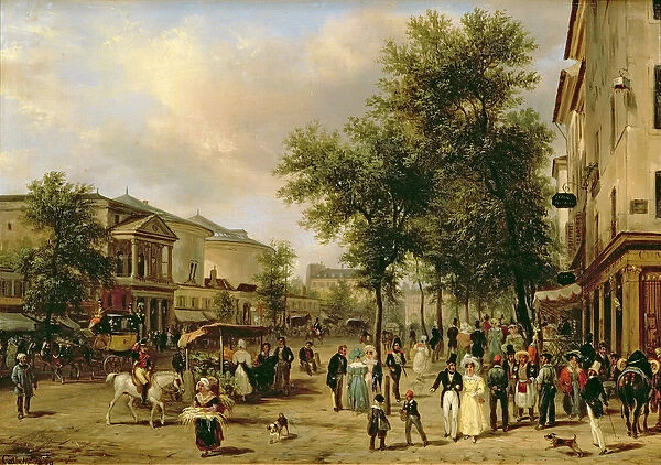 View of Boulevard Montmartre, Paris, 1830 (oil on canvas)