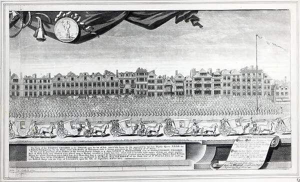View of the Charity Children in the Strand, 7th July 1713, print made in 1715 (engraving)