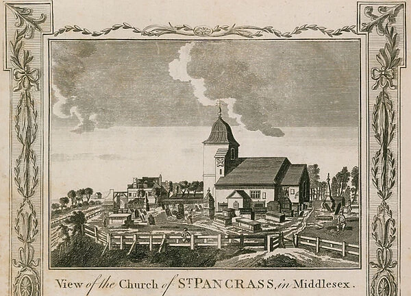 View of the Church of St Pancras in Middlesex, London (engraving)