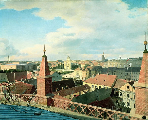 View of the city of Berlin with Altes Museum and Cathedrale from the roof of the
