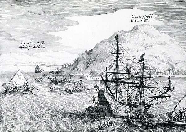 View of Cocos Island and Verraders Island, 1655 (engraving)