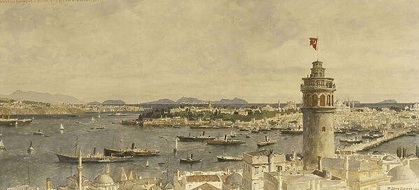 A View of Constantinople from Marmarameer, (pencil and watercolour on paper)
