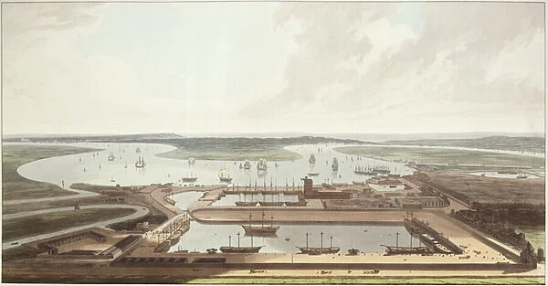 View of the East India Docks, 1803 (aquatint)