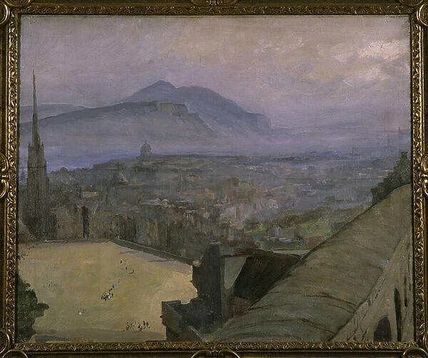 A View of Edinburgh from the Castle, looking across the Esplanade towards Arthur