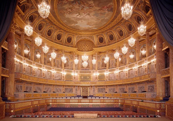 View of the interior of the Royal Opera of Versailles realized by Ange-Jacques Gabriel
