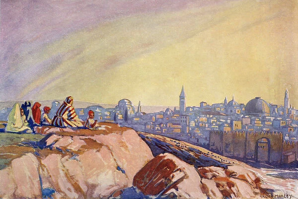 View of Jerusalem seen from Golgotha, c. 1910 (colour litho)