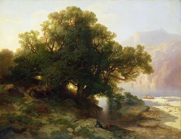 View of Lake Thuner, 1854 (oil on canvas)