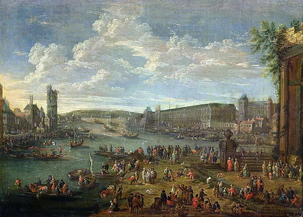 View of the Louvre and the Tour de Nesles from the Ile de la Cite, c