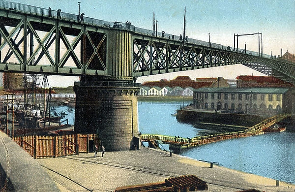 View of the National Bridge in Brest, Finistere, 1910 (postcard)