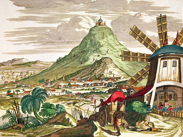 View of Potosi in Bolivia (coloured engraving)