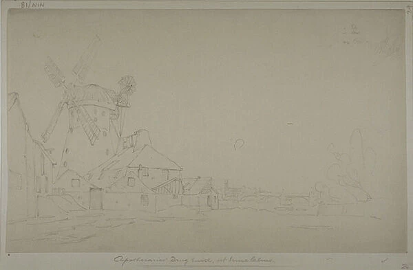 View of Randalls Moll, Nine Elms, 1833 (pencil on paper)