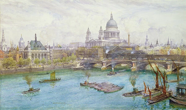 View from the south of St Pauls Cathedral, Blackfriars Bridge