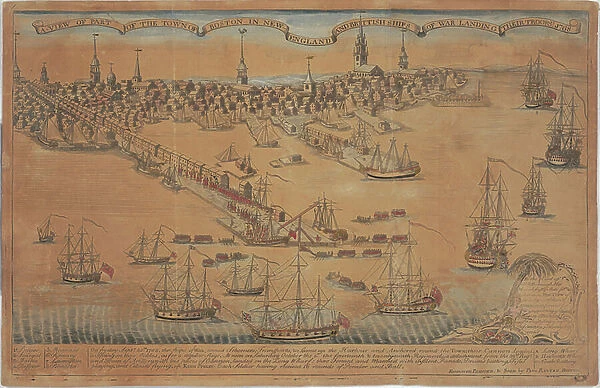 A View of Part of the Town of Boston In New England and Brittish Ships of War Landing Their Troops!, 1786 (copperplate engraving)