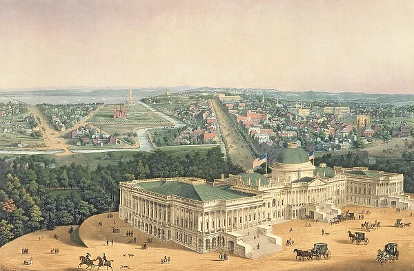 View of Washington, pub. by E. Sachse & Co. 1852 (colour litho)