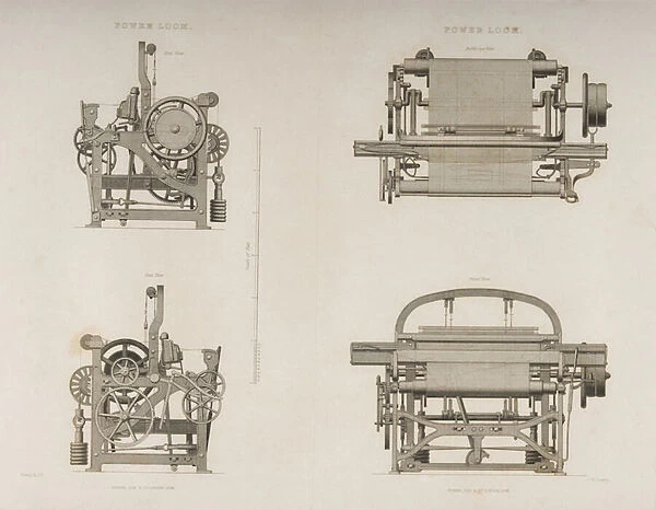 Four Views of the Power Loom, c. 1830 (lithograph)