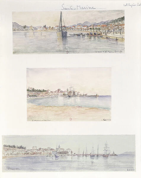 Three Views of Sainte Maxime (watercolour on paper)