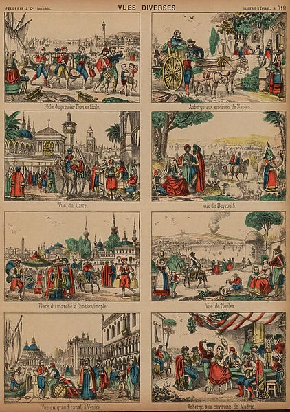 Views from around the World (coloured engraving)
