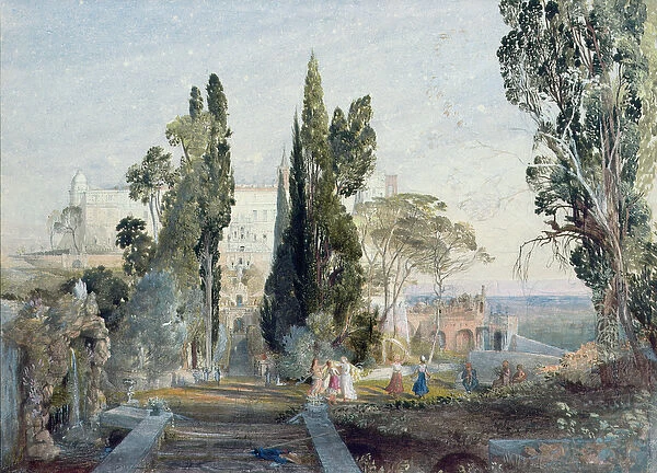 The Villa d Este, 19th century (watercolour on paper)