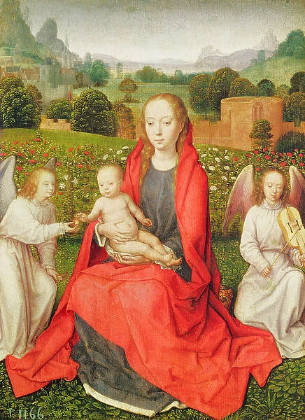 Virgin and Child between two angels, c. 1480s (oil on oak)