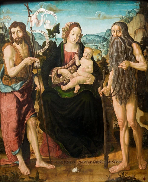 Virgin and Child between St. John the Baptist and St. Onuphrius (tempera on panel)