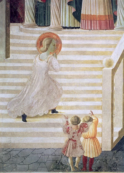 The Virgin Mary ascending the staircase at the Presentation of Mary in the Temple