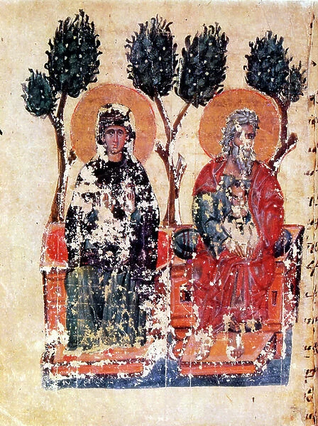 The Virgin Mary and Lazarus, 14th century (manuscript)