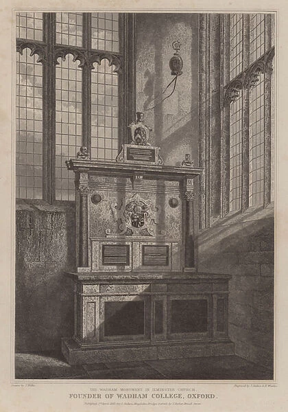 Wadham Monument, St Marys Church, Ilminster, Somerset (engraving)