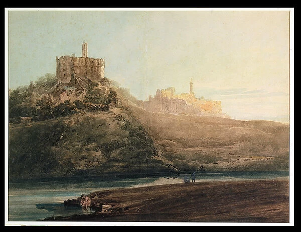 Warkworth Castle, Northumberland, c. 1798 (w  /  c, gouache & pencil on paper laid on card)