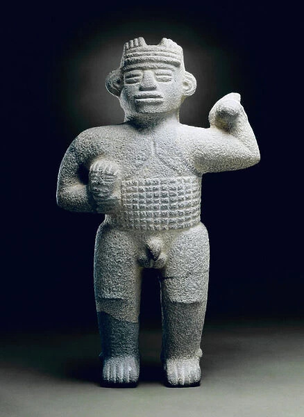 Warrior Holding Skull, from the Atlantic Watershed Zone, 1000-1200 (volcanic stone)