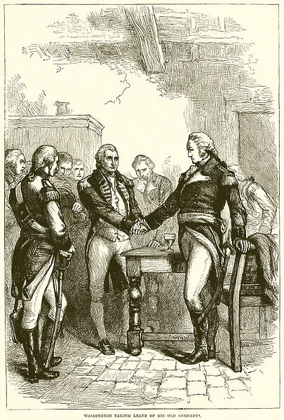 Washington taking leave of his old Comrades (engraving)