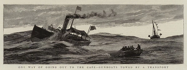 One Way of going out to the Cape, Gunboats towed by a Transport (engraving)