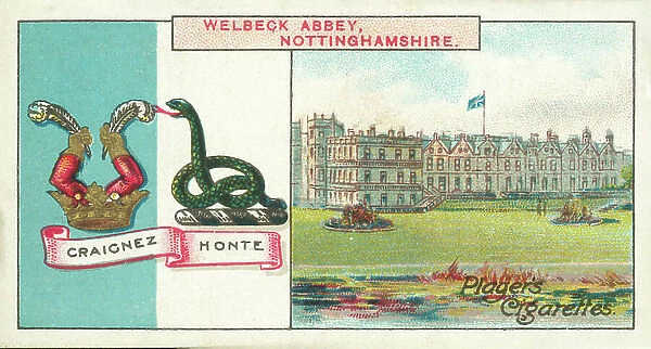 Welbeck Abbey, Nottinghamshire, Craignez Honte, The Duke Of Portland (colour litho)