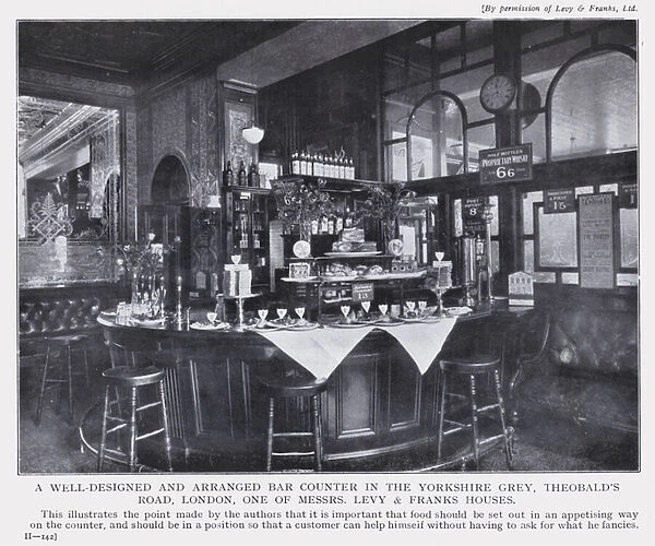 A Well-Designed and Arranged Bar Counter in the Yorkshire Grey, Theobalds Road, London, One of Messrs Levy and Franks Houses (b  /  w photo)
