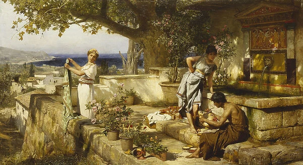 At the Well, (oil on canvas)