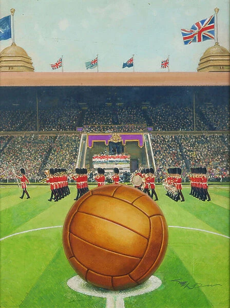 Wembley Stadium on Big Match Day (oil on canvas)
